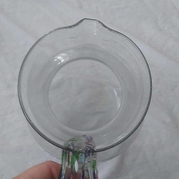 Blown Glass Clear Margarita Pitcher with Confetti Handle - Picture 3 of 6
